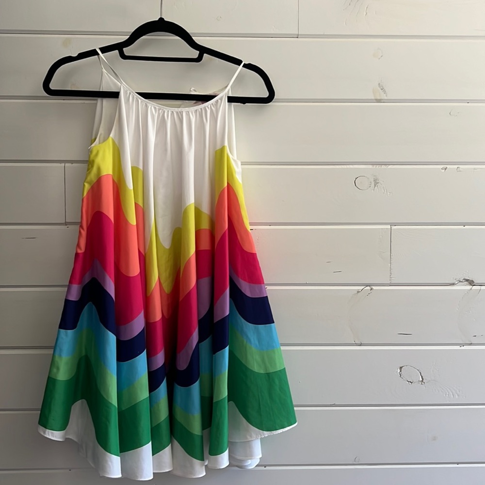 White background with rainbow waves